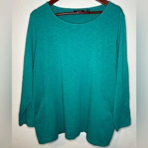 Susan Graver Weekend Teal Long Sleeve Women’s Top